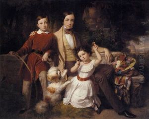 Group Portrait With The Prince Valmontone, Gwendalina Doria-pamphili And Bertram Talbot, In A Villa Garden by Karl von Blaas