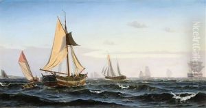 Seascape With Numerous Sailing Ships On The Oresund