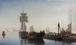 Italian Harbour Scenery by Christian Vigilius Blache