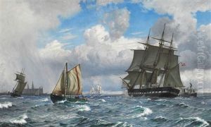 Fresh Breeze In The Sound (oresund) Off Kronborg by Christian Vigilius Blache