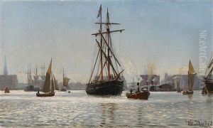 View From The Entrance To Copenhagen Harbour by Christian Vigilius Blache