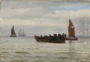 Seascape With Sailing Boats And A Wreck