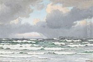 High Waves On An Overcast Day by Christian Vigilius Blache
