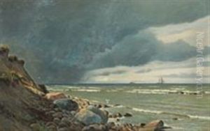 Coastal Scene With Storm Clouds by Christian Vigilius Blache