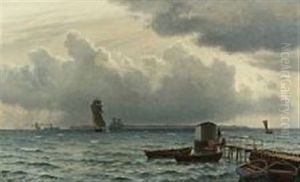 View Of The Sound With Ships And The Island Of Ven In The Background View Of The Sound With Ships And The Island Of Ven In The Background