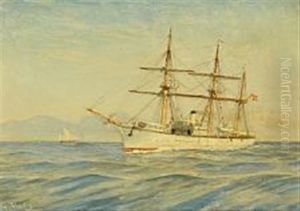 Marine With Ship And Mountains In The Background