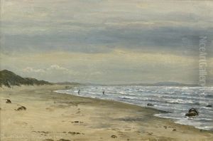Weiter Strand Von Hirtshals Auf Jutland Bei Bedecktem Himmel by Christian Vigilius Blache
