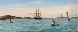 Seascape With Sailing Ships In Arendal Seascape With Sailing Ships In Arendal
