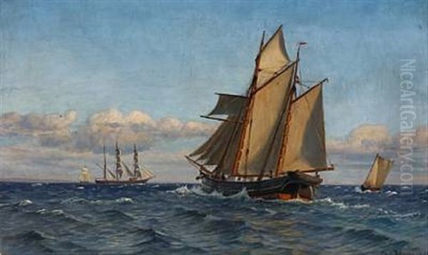 Seascape With Sailing Ships On The Great Sound - view 1
