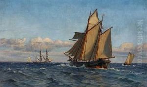 Seascape With Sailing Ships On The Great Sound by Christian Vigilius Blache