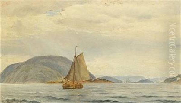 Seascape With Sailing Boats Along A Rocky Coast - view 1
