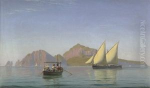 Kleine Ausflugsgesellschaft Im Boot Vor Capri, Von Nordosten Aus Gesehen Kleine Ausflugsgesellschaft Im Boot Vor Capri, Von Nordosten Aus Gesehen