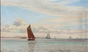 Seascape With Sailing Ships by Christian Vigilius Blache