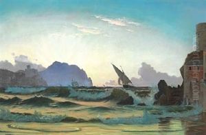 Coastal Scene From The Mediterranean by Christian Vigilius Blache