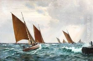 Seascape With Fishing Boats by Christian Vigilius Blache
