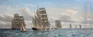 Several Sailing Ships In The Great Sound by Christian Vigilius Blache