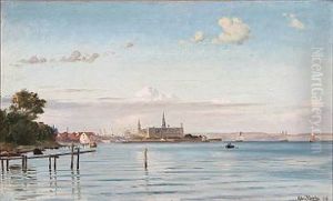 Coastal Scene From Helsingor With A View Towards Kronborg Castle