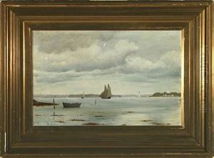 Marine With Sailing Ships At Lyngs Odde In The Little Belt, Denmark by Christian Vigilius Blache