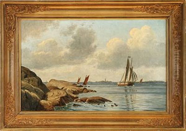 Marine With Sailing Ships Near The Coast - view 1