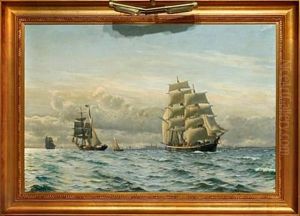 Marine With Several Ships Off The Coast Of Elsinore Castle