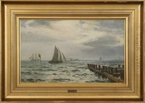 Seascape With Sailing Ships by Christian Vigilius Blache