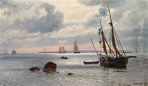 Sejlskibe Ud For Snekkersten, I Baggrunden Hven - view 1