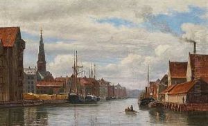 Parti Fra Christianshavn, I Baggrunden Vor Frelser Kirkes Tarn by Christian Vigilius Blache