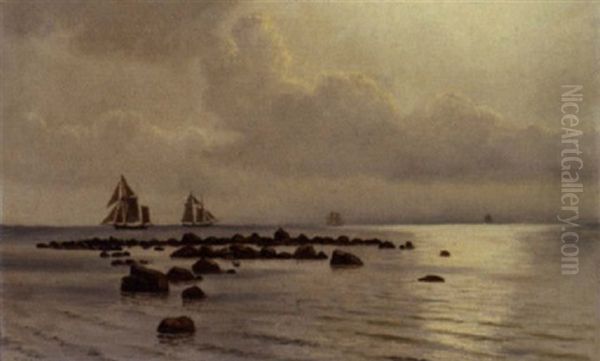 Marine Med Sejlskibe Naer Kysten - view 1