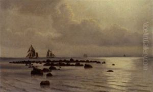 Marine Med Sejlskibe Naer Kysten by Christian Vigilius Blache