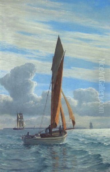Marine Med Sejlskibe Pa Havet - view 1