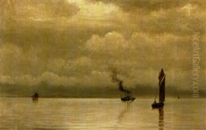 Marine Med Sejlskibe Pa Havet by Christian Vigilius Blache