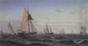 Vessels At Sea by Christian Vigilius Blache