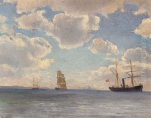 Marine Med Sejlskibe Og Fyrskib by Christian Vigilius Blache