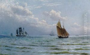 Marine Med Skibe I Sundet Ud For Snekkersten by Christian Vigilius Blache