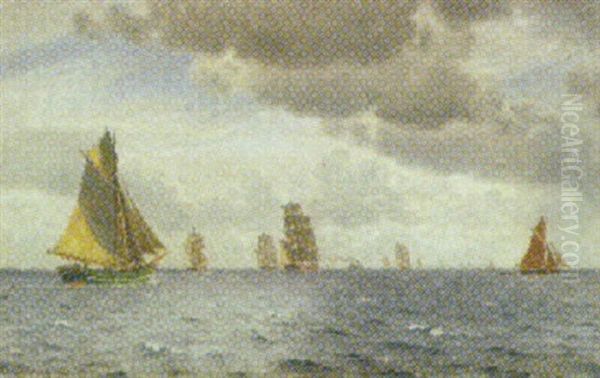 Marine Med Talrige Skibe Pa Havet - view 1