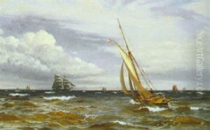 Marine Med Sejlskibe I Frisk Vejr by Christian Vigilius Blache