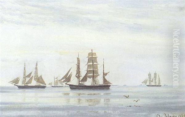 Marine, Skibe Pa Sundet En Stille Dag - view 1