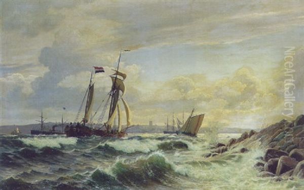Pa Nordsiden Af Stranden Ved Kronborg. Formiddag Med Stiv Kuling - view 1