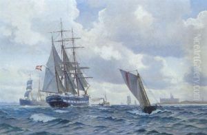 Marine Med Danske Og Engelske Skibe Ud For Kronberg by Christian Vigilius Blache