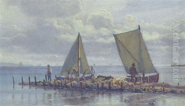 Marine Fra Oresund Med Fiskere Ved Deres Bade - view 1