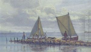 Marine Fra Oresund Med Fiskere Ved Deres Bade