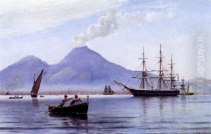 Opankrede Skibe Og Fiskerbade I Middelhavet Ved Vesuv by Christian Vigilius Blache
