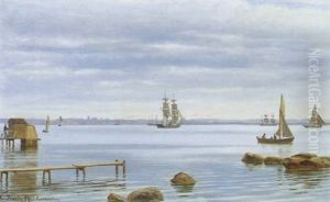Marine Med Sejlskibe Ud For Snekkersten by Christian Vigilius Blache