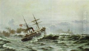 Marine Med Skibe Pa Havet by Christian Vigilius Blache