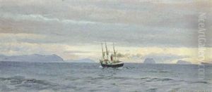 Marine Med Fiskekutter Pa Havet, Antagelig Ved Faeroerne