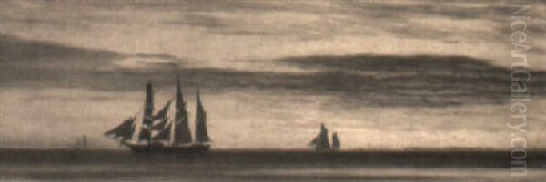 Marine Med Sejlskibe, Solnedgang - view 1