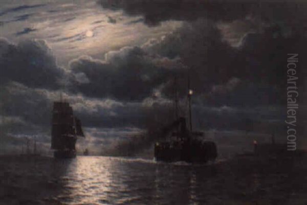 Marine Med Damper Og Sejlskibe Udfor Kronborg - view 1