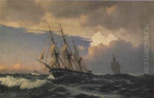 Marine Med Sejlskibe by Christian Vigilius Blache
