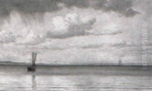 Marine Med Skibe Pa Oresund by Christian Vigilius Blache