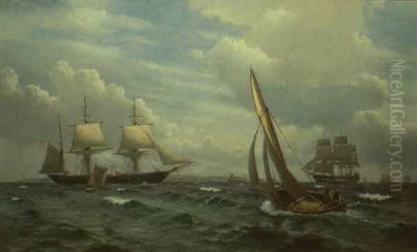 Danish Frigate And Other Shipping Off The White Cliffs - view 1